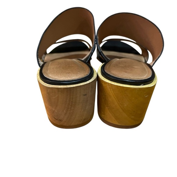 Madewell The Kiera Mule Chunky Wooden Block Black Leather Heel Sandal SZ 9 - Picture 7 of 15